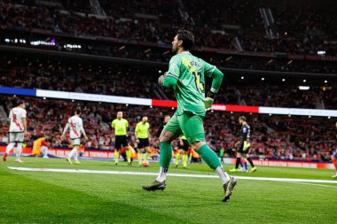 Augusto Batalla LaLiga EA SPORTS maçı sırasında Estadio Civitas Metropolitano 'da Atletico de Madrid ve Rayo Vallecano takımları arasında görüldü (Maciej Rogowski)