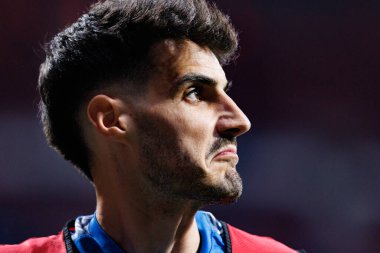 Oscar Valentin LaLiga EA SPORTS maçı sırasında Estadio Civitas Metropolitano 'da Atletico de Madrid ve Rayo Vallecano takımları arasında görüldü (Maciej Rogowski)