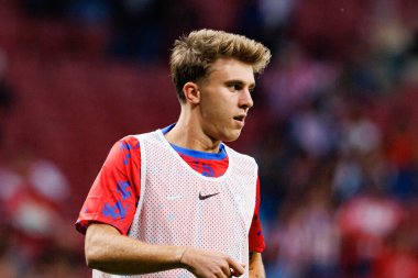 Pablo Barrios, Atletico de Madrid ve Rayo Vallecano takımları arasında Estadio Civitas Metropolitano 'da (Maciej Rogowski)