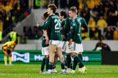 PKO BP Ekstraklasa maçında Arena Katowice 'deki GKS Katowice ve Legia Warszawa takımları arasında Marc Gual' dan gol üstüne gol atarken görülen Legia oyuncuları (Maciej Rogowski)