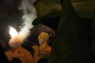 PKO BP Ekstraklasa maçında GKS taraftarı Arena Katowice 'deki GKS Katowice ve Legia Warszawa takımları arasında fişeklerle görüldü (Maciej Rogowski)