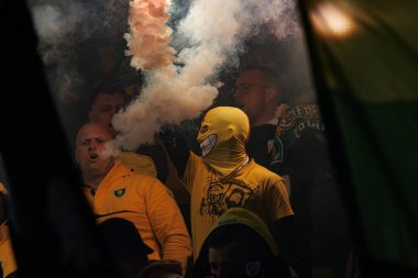 PKO BP Ekstraklasa maçında GKS taraftarı Arena Katowice 'deki GKS Katowice ve Legia Warszawa takımları arasında fişeklerle görüldü (Maciej Rogowski)