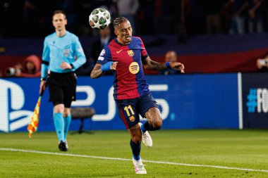Raphinha UEFA Şampiyonlar Ligi maçında FC Barcelona ve Internazionale Milano (Maciej Rogowski) takımları arasında görüldü.)