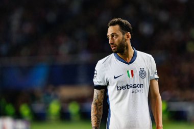 Hakan Calhanoğlu UEFA Şampiyonlar Ligi maçında FC Barcelona ve Internazionale Milano (Maciej Rogowski) takımları arasında görüldü.)