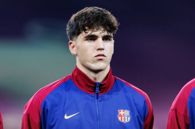 Pau Cubarsi, FC Barcelona ve Internazionale Milano (Maciej Rogowski) takımları arasında oynanan UEFA Şampiyonlar Ligi maçında görüldü.)