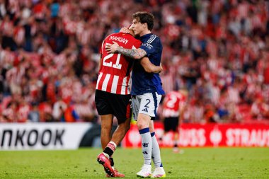 Maroan Sannadi ve Victor Lindelof, UEFA Avrupa Ligi yarı final maçında Atletizm Kulübü ve Manchester United FC (Maciej Rogowski)