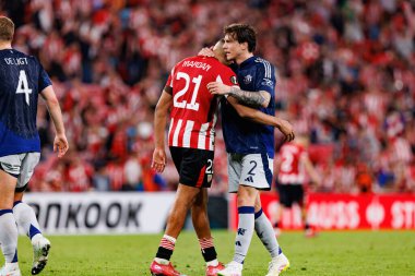 Maroan Sannadi ve Victor Lindelof, UEFA Avrupa Ligi yarı final maçında Atletizm Kulübü ve Manchester United FC (Maciej Rogowski)