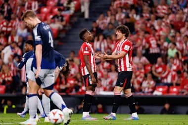 Alvaro Djalo ve Unai Gomez UEFA Avrupa Ligi yarı final maçında Atletizm Kulübü ve Manchester United FC (Maciej Rogowski) takımları arasında görüldü.)