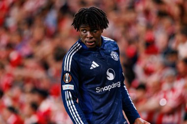 Patrick Dorgu UEFA Avrupa Ligi yarı final maçında Atletizm Kulübü ve Manchester United FC takımları arasında görüldü (Maciej Rogowski)