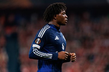Patrick Dorgu UEFA Avrupa Ligi yarı final maçında Atletizm Kulübü ve Manchester United FC takımları arasında görüldü (Maciej Rogowski)