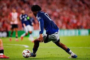 Patrick Dorgu UEFA Avrupa Ligi yarı final maçında Atletizm Kulübü ve Manchester United FC takımları arasında görüldü (Maciej Rogowski)