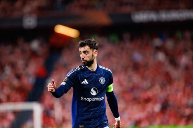 Bruno Fernandes UEFA Avrupa Ligi yarı final maçında Atletizm Kulübü ve Manchester United FC takımları arasında görüldü (Maciej Rogowski)
