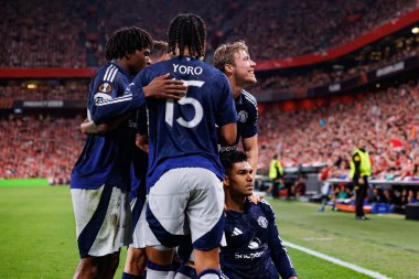 Manchester United oyuncuları UEFA Avrupa Ligi yarı final maçında atletizm kulübü ve Manchester United FC (Maciej Rogowski)