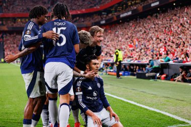 Manchester United oyuncuları UEFA Avrupa Ligi yarı final maçında atletizm kulübü ve Manchester United FC (Maciej Rogowski)