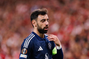 Bruno Fernandes UEFA Avrupa Ligi yarı final maçında Atletizm Kulübü ve Manchester United FC takımları arasında görüldü (Maciej Rogowski)