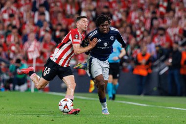 Oscar de Marcos ve Patrick Dorgu, UEFA Avrupa Ligi yarı final maçında Manchester United FC (Maciej Rogowski)