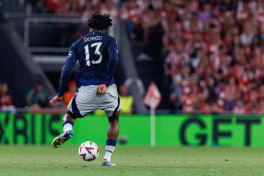 Patrick Dorgu UEFA Avrupa Ligi yarı final maçında Atletizm Kulübü ve Manchester United FC takımları arasında görüldü (Maciej Rogowski)