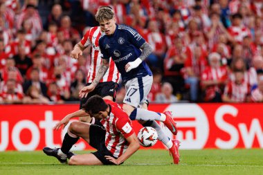 Daniel Vivian ve Alejandro Garnacho UEFA Avrupa Ligi yarı final maçında Atletizm Kulübü ve Manchester United FC (Maciej Rogowski)