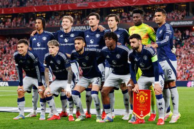 Manchester 'ın oyuncuları UEFA Avrupa Ligi yarı final maçında Atletizm Kulübü ve Manchester United FC (Maciej Rogowski)