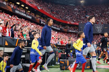 Leny Yoro UEFA Avrupa Ligi yarı final maçında Atletizm Kulübü ve Manchester United FC (Maciej Rogowski)