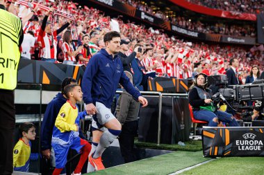 Harry Maguire UEFA Avrupa Ligi yarı final maçında Atletizm Kulübü ve Manchester United FC (Maciej Rogowski)