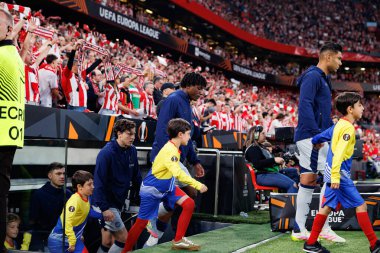 Patrick Dorgu UEFA Avrupa Ligi yarı final maçında Atletizm Kulübü ve Manchester United FC takımları arasında görüldü (Maciej Rogowski)