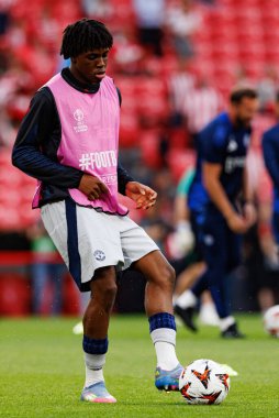 Patrick Dorgu UEFA Avrupa Ligi yarı final maçında Atletizm Kulübü ve Manchester United FC takımları arasında görüldü (Maciej Rogowski)