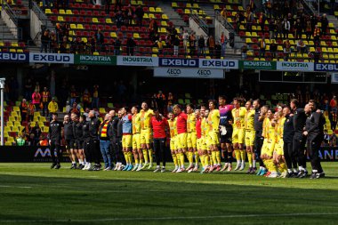 Korona oyuncuları Korona Kielce ve Jagiellonia Bialystok (Maciej Rogowski) takımları arasında oynanan PKO BP Ekstraklasa maçı sırasında görüldü)