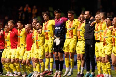 Korona oyuncuları Korona Kielce ve Jagiellonia Bialystok (Maciej Rogowski) takımları arasında oynanan PKO BP Ekstraklasa maçı sırasında görüldü)