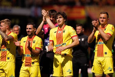 Korona oyuncuları Korona Kielce ve Jagiellonia Bialystok (Maciej Rogowski) takımları arasında oynanan PKO BP Ekstraklasa maçı sırasında görüldü)