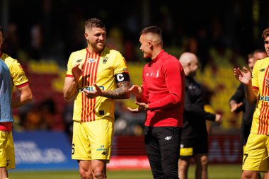 Milosz Trojak, Korona Kielce ve Jagiellonia Bialystok (Maciej Rogowski) takımları arasındaki PKO BP Ekstraklasa maçı sırasında görüldü)
