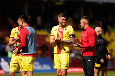Milosz Trojak, Korona Kielce ve Jagiellonia Bialystok (Maciej Rogowski) takımları arasındaki PKO BP Ekstraklasa maçı sırasında görüldü)