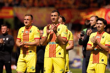 Korona oyuncuları Korona Kielce ve Jagiellonia Bialystok (Maciej Rogowski) takımları arasında oynanan PKO BP Ekstraklasa maçı sırasında görüldü)