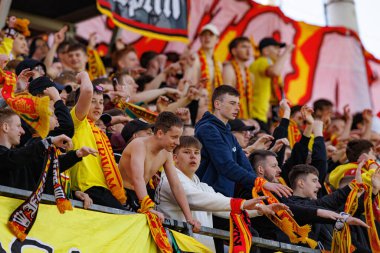 Korona taraftarları Korona Kielce ve Jagiellonia Bialystok (Maciej Rogowski) takımları arasında oynanan PKO BP Ekstraklasa maçı sırasında görüldü)