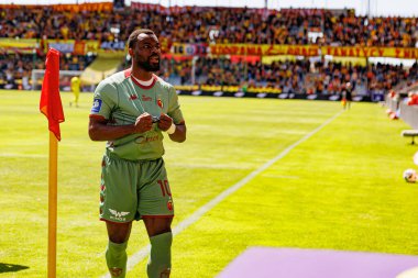 Afimico Pululu, Korona Kielce ve Jagiellonia Bialystok (Maciej Rogowski) takımları arasındaki PKO BP Ekstraklasa maçında gol attıktan sonra kutlama yaparken görüldü.)