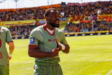 Afimico Pululu, Korona Kielce ve Jagiellonia Bialystok (Maciej Rogowski) takımları arasındaki PKO BP Ekstraklasa maçında gol attıktan sonra kutlama yaparken görüldü.)