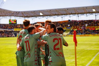 Jagiellonia oyuncuları PKO BP Ekstraklasa maçında Korona Kielce ve Jagiellonia Bialystok (Maciej Rogowski)