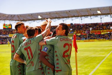 Jagiellonia oyuncuları PKO BP Ekstraklasa maçında Korona Kielce ve Jagiellonia Bialystok (Maciej Rogowski)