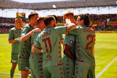 Jagiellonia oyuncuları PKO BP Ekstraklasa maçında Korona Kielce ve Jagiellonia Bialystok (Maciej Rogowski)