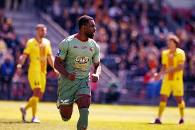 Afimico Pululu, Korona Kielce ve Jagiellonia Bialystok (Maciej Rogowski) takımları arasındaki PKO BP Ekstraklasa maçında gol attıktan sonra kutlama yaparken görüldü.)