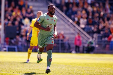 Afimico Pululu, Korona Kielce ve Jagiellonia Bialystok (Maciej Rogowski) takımları arasındaki PKO BP Ekstraklasa maçında gol attıktan sonra kutlama yaparken görüldü.)