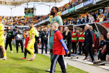 Afimico Pululu, Korona Kielce ve Jagiellonia Bialystok (Maciej Rogowski) takımları arasındaki PKO BP Ekstraklasa maçı sırasında görüldü.)