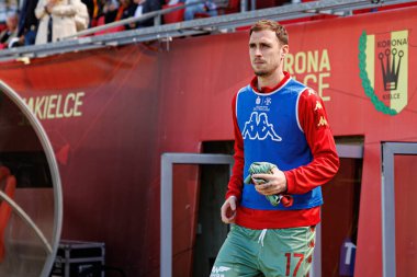 Adrian Dieguez, Korona Kielce ve Jagiellonia Bialystok (Maciej Rogowski) takımları arasındaki PKO BP Ekstraklasa maçı sırasında görüldü)