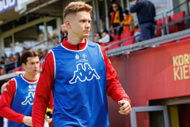 Alan Rybak, Korona Kielce ve Jagiellonia Bialystok (Maciej Rogowski) takımları arasındaki PKO BP Ekstraklasa maçında görüldü)