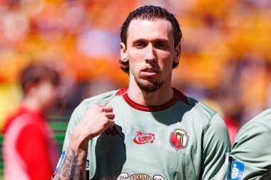 Darko Churlinov, Korona Kielce ve Jagiellonia Bialystok (Maciej Rogowski) takımları arasındaki PKO BP Ekstraklasa maçında görüldü)