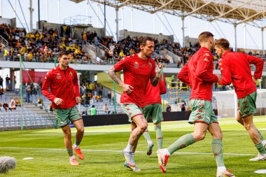 Korona Kielce ve Jagiellonia Bialystok (Maciej Rogowski) takımları arasında oynanan PKO BP Ekstraklasa maçı sırasında Jagiellonia oyuncuları)