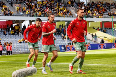 Korona Kielce ve Jagiellonia Bialystok (Maciej Rogowski) takımları arasında oynanan PKO BP Ekstraklasa maçı sırasında Jagiellonia oyuncuları)