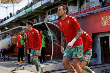 Darko Churlinov, Korona Kielce ve Jagiellonia Bialystok (Maciej Rogowski) takımları arasındaki PKO BP Ekstraklasa maçında görüldü)