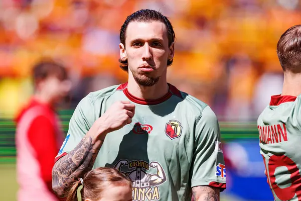 Darko Churlinov, Korona Kielce ve Jagiellonia Bialystok (Maciej Rogowski) takımları arasındaki PKO BP Ekstraklasa maçında görüldü)