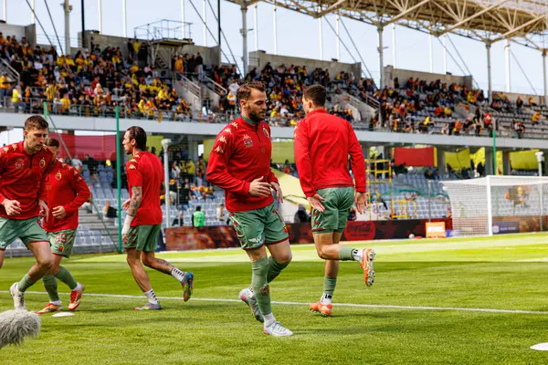 Korona Kielce ve Jagiellonia Bialystok (Maciej Rogowski) takımları arasında oynanan PKO BP Ekstraklasa maçı sırasında Jagiellonia oyuncuları)